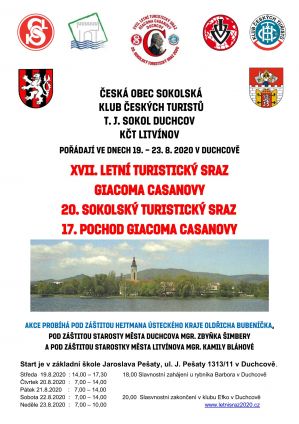 XVII. LETNÍ TURISTICKÝ SRAZ GIACOMA CASANOVY - 19. 8. - 23. 8. 2020