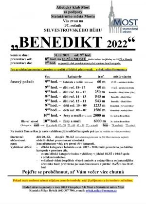 SILVESTROVSKÝ BĚH NA BENEDIKTU 31. 12. 2022