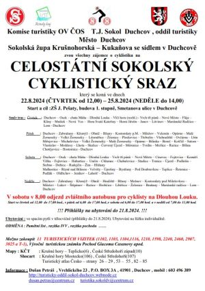 CELOSTÁTNÍ SOKOLSKÝ CYKLISTICKÝ SRAZ, 22. 8. - 25. 8. 2024