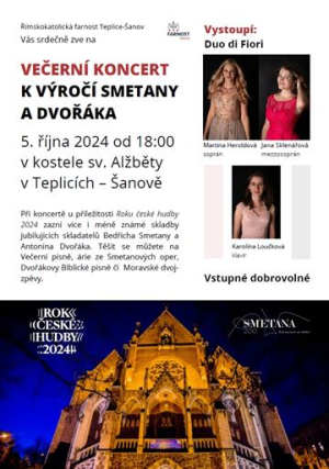 VEČERNÍ KONCERT K VÝROČÍ SMETANY A DVOŘÁKA 5. 10. 2024