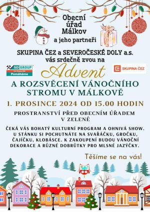 ADVENT A ROZSVĚCENÍ VÁNOČNÍHO STROMU V MÁLKOVĚ 1. 12. 2024